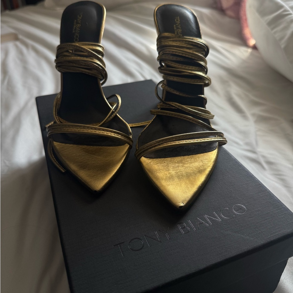 Tony Bianco Gold Strappy Heels